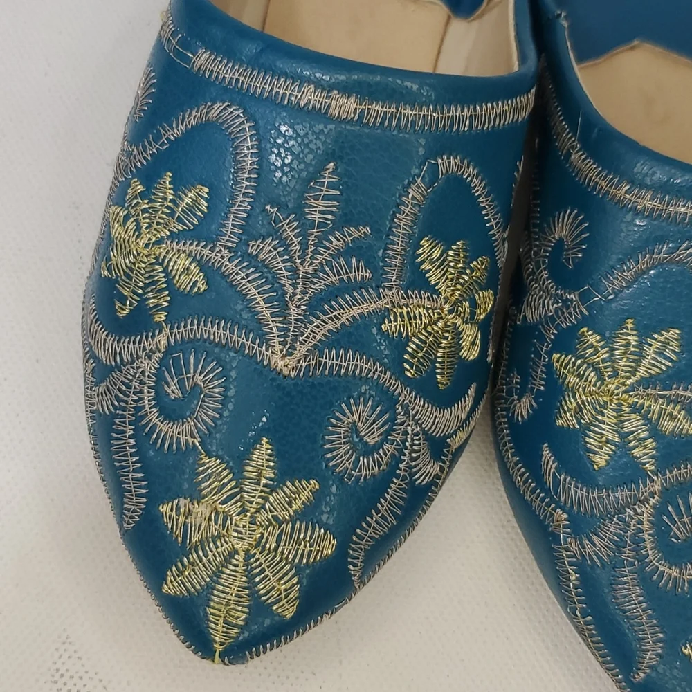 Moroccian leather embroidered slippers baby size... 3 or 4